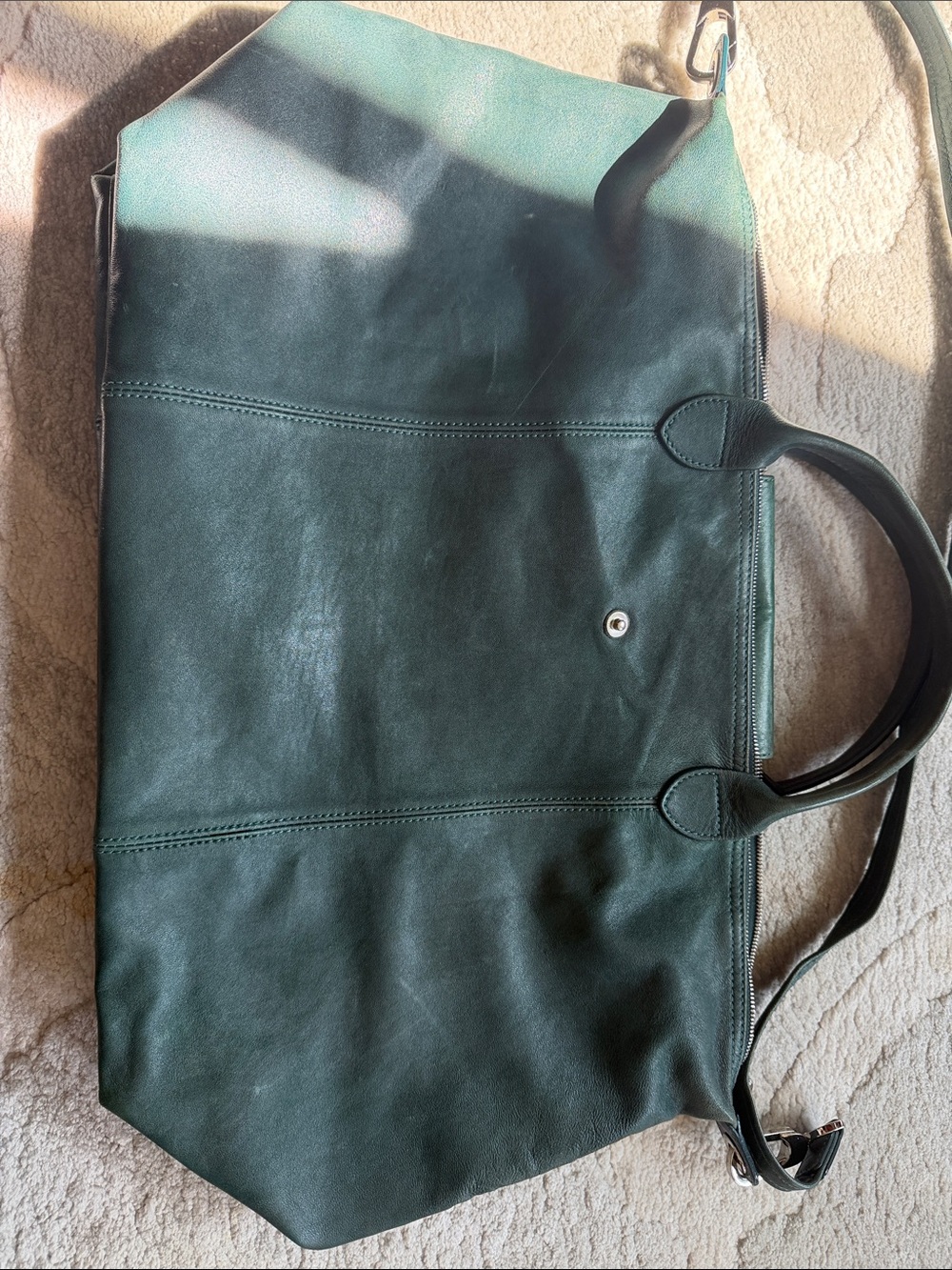 Longchamp Dark Green Leather Shoulder Bag - Picture 13 of 14
